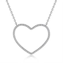 Silver Color Heart Necklace Fashion Lady Inlaid Transparent Zircon Heart Pendant Necklace Simple Necklace Gift for Friends 2024 - buy cheap