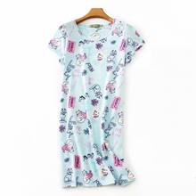 2022 Summer top quality Female Casual Loose Cartoon Night dress Ladies 100% Cotton Nightgown Women Short Sleeve Pluse size dress 2024 - buy cheap