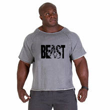 Camiseta de algodão masculina, camiseta fitness para academia, musculação e treino para homens 2024 - compre barato
