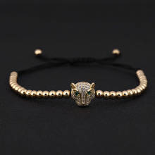 2020 Fashion  Leopard Head Men Women Bracelet Adjustable 4mm Beads Pave Zircon Charm Bracelet For Men Women Jewelry Gift 2024 - buy cheap