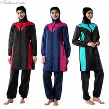 Modest Muslim Swimwear Hajib Islamic Swimsuit For Women Full Cover Conservative Burkinis Swim Wear Beach Swimming 2024 - buy cheap