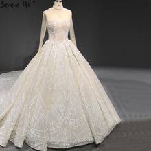 Serene Hill Ivory Dubai High-end Wedding Dress 2020 Luxury Diamond Beading Long Sleeves Bridal Gown Custom Made CHA2430 2024 - buy cheap