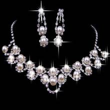 Sumptuous Bridal Wedding Prom Jewelry Crystal Rhinestone Diamante Necklace & Earring Set серги 2024 - buy cheap