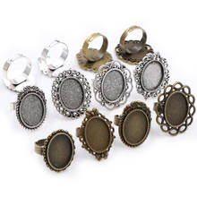13x18mm 5 piezas Chapado en plata antigua y Latón chapado en bronce Configuración del anillo ajustable ovalado en blanco/Base, ajuste de 13x18mm cabujones de vidrio 2024 - compra barato