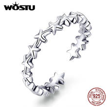 WOSTU Real 925 Sterling Silver Cheerful Starfish Ring For Women Wedding Engagement Adjustable Opening Rings Party Jewelry CQR607 2024 - buy cheap