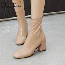 Женские однотонные ботильоны DORATASIA с круглым носком, брендовые классические ботинки, женские модные повседневные зимние ботинки на высоком каблуке 2024 - купить недорого