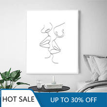 Pride Gift Woman Kiss Line Abstract Black White Minimalist Wall Art Canvas Painting Posters Prints Wall Decor Home Decoration 2024 - buy cheap