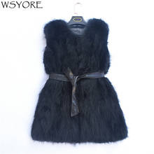 WSYORE-Chaleco largo de talla grande para mujer, chaqueta de piel cálida, ajustada, de piel de zorro, abrigo de piel de mapache NS707 2024 - compra barato