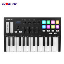 Мини-клавиатура WORLDE Panda MINI II, портативная, с 25 клавишами, с 8 RGB-подсветкой, триггерные подушки, 4 ручки управления, 4 ползунка 2024 - купить недорого