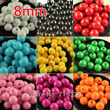 100pcs 8mm Acrylic Charm round loose candy  spring colors children joys tools loose Beads Spacer  pk color diy Jewelry Making 2024 - buy cheap