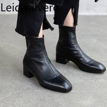 Women's Boots Autumn And Winter The New fashion Square head Thick heel mid heel Short tube Women's shoes plus size 31-43 2024 - buy cheap