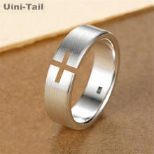 Uini Tail new design hot sale 925 Tibetan silver simple and creative cross open ring temperament brushed hollow cross jewelry 2024 - buy cheap