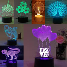 Lámpara de ilusión 3D para niños, Panel acrílico LED RGB de luz nocturna, regalos de dibujos animados, 1 ud. 2024 - compra barato