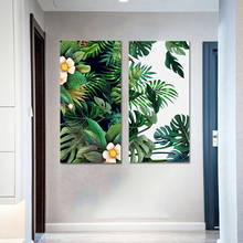 Estilo minimalista Folhas de Plantas Tropicais Flores Pintura Da Lona Impressão Cartaz Arte Da Parede Pictures Para Sala de estar Quarto Decoração de Casa 2024 - compre barato