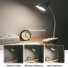 Светодиодный настольный светильник с зажимом, сенсорный переключатель включения/выключения, 3 режима, затемняемый Ночной светильник, перезаряжаемая USB лампа для обучения и чтения, настольная лампа 2024 - купить недорого