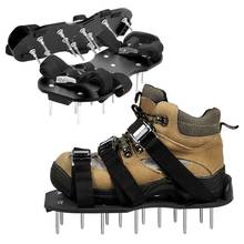 ELEG-zapatos de aireador de césped para jardín, sandalia con punta de aireación, par de hierba, herramienta con pinchos verdes, zapatos de Suelo Suelto, negro, 30x13cm 2024 - compra barato