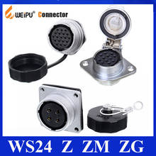 Weipu-conector Original WS24 Z ZM ZG 2, 3, 4, 9, 10, 12, 19 pines, brida cuadrada hembra, brida redonda, toma de montaje en Panel trasero de 2 agujeros 2024 - compra barato