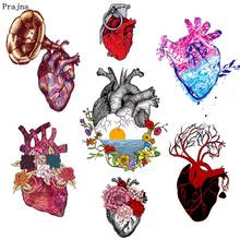 Prajna Heart Flowers Iron-on Transfers Vynil Heat Transfer Punk Brain Ironing Stickers T-shirt Thermal Patches For Clothing DIY 2024 - buy cheap