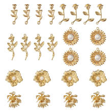 Pingentes em forma de flor de metal, pingentes em formato de flor, cor dourada clara para pulseira, colar, jóias, artesanato, 20 a 24 peças 2024 - compre barato