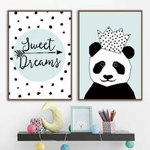 Black White Panda Quotes Wall Art Canvas Painting Nordic Posters And Prints Cartoon Wall Pictures For Kids Room Baby Room Decor 2024 - buy cheap