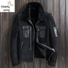 Luxury Sheepskin Shearing Genuine Leather Mens Short Jackets Winter Thick Warm Real Fur Liner Male Plus Size Outerwear Coats 2024 - buy cheap