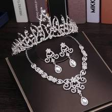 Luxury Silver Plated Crystal Bridal Jewelry Sets Necklace Earrings Rhinestone Tiaras Crown Set Wedding African Beads Jewelry Set 2024 - buy cheap