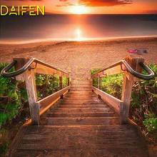 Full Square Diamond painting Staircase wooden bridge DIY Diamond embroidery Cross stitch Full Round Diamond mosaic Beach sea sun 2024 - buy cheap