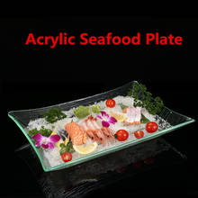 Акриловая прямоугольная прозрачная тарелка для сашими рыб, сырый ледяной поднос, японская Корейская тарелка для суши, морепродукты, буфет, масло, сервировочное блюдо 2024 - купить недорого