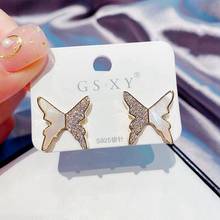 MIGGA-pendientes grandes de mariposa para mujer, aretes de circonita cúbica de Color dorado, con cierre de tuerca de concha Natural, 2020 2024 - compra barato