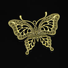 Pingente folheado de borboleta antigo, pingente folheado em bronze antigo para pulseira de colar diy, jóias para fazer a mão 60*48mm com 10 peças 2024 - compre barato