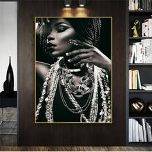Cuadro en lienzo de Mujer Africana para el hogar, cuadros de gran tamaño en blanco y negro, diseño moderno, decoración moderna para el hogar, impresiones sin marco 2024 - compra barato