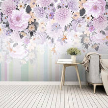 3d papel de parede moderno e minimalista pintados à mão aquarela roxo flor mural moda decoração da sua casa pintura sala estar adesivos 2024 - compre barato