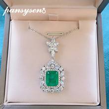 PANSYSEN Silver 925 Jewelry Emerald Simulated Moissanite Pendant Necklaces for Women Anniversary Engagement Fine Jewelry Gifts 2024 - buy cheap