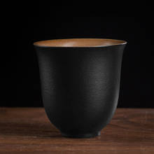 Taza pequeña de cerámica Puer para té, vaso Vintage con platillo, taza maestra de té de cerámica negra, tazón de té hecho a mano de alta calidad 2024 - compra barato