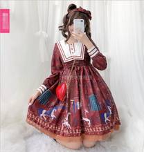 Japanese cute Trojan Lolita print OP Teens Girls long sleeve dress Lolita Retro Court Gothic Tea Club Cos Loli Party Vestidos 2024 - buy cheap