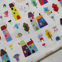 50x110CM Cartoon Colorful House 100% Cotton Fabric for Kids Clothes Home Textile Sewing Quilting DIY Needlework Material 2024 - buy cheap