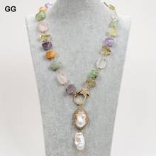 GuaiGuai-joyería de 24 pulgadas, collar de piedras preciosas de cristal multicolor Natural, colgante de Mabe 2024 - compra barato