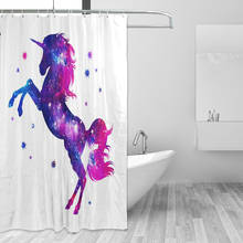 Cortina de ducha impermeable para el baño, visillo de poliéster con diseño de unicornio colorido en 3D, a prueba de moho, con 12 ganchos 2024 - compra barato