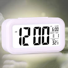 Relógio despertador digital com led, mesa de relógio eletrônica inteligente, despertador, calendário, temperatura, display de data 2024 - compre barato