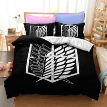 Juego de cama con estampado 3D de Anime Attack on Titan, funda de edredón, funda de almohada, ropa de cama para adultos y niños, regalo 2024 - compra barato