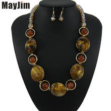 MayJim New Vintage crystal Necklace statement jewelry sets Big Acrylic bead Bohemia gold chain bridal jewelry sets fashion women 2024 - buy cheap