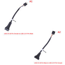 USB 3,0 20 контактный разъем заголовка материнской платы к Usb 2,0 9 Pin типа «папа» адаптер конвертер кабель для компьютера ПК 2024 - купить недорого