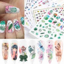 1pcs 3D Spring Summer Flower Face Image Nail Sticker Leaf Butterfly Old English Letter Art Decal Slider Decoration JICA205-716 2024 - buy cheap