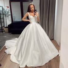 Wedding Dress Sweetheart Ball Gonw 2020 Satin Spaghetti Strap With Long Royal Train Lace up Sleeveless Bridal Gowns High Quality 2024 - buy cheap