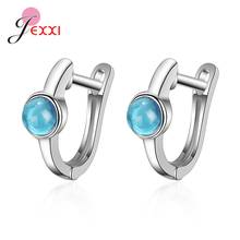 Classic Blue Zircon Stone Hoop Earrings for Women Wedding Accessories 925 Sterling Silver Earring Jewelry Brinco Bijoux Gift 2024 - buy cheap
