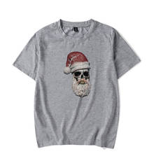 Модная Рождественская футболка с короткими рукавами с принтом для мужчин и женщин, летняя серая хлопковая Футболка Harajuku, удобная Рождественская футболка в стиле хип-хоп 2024 - купить недорого