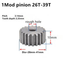 Spur pinion 1 Mod 26T- 39T Thick 10mm Rugh hole Straight Teeth 45# steel positive gear CNC gear rack transmission motor gears 2024 - buy cheap