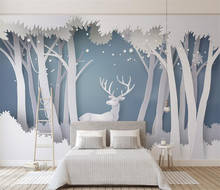 Custom Photo Wallpaper Nordic Simple 3D Forest Elk Wallpaper Living Room Bedroom Children Room TV Background Wallpaper Decorativ 2024 - buy cheap
