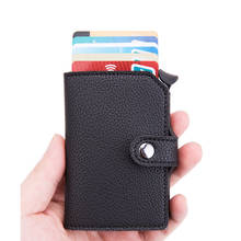 2019 Credit Card Holder Men And Women Metal RFID Card Holder Aluminium Box Fashion PU Leather Anti-theft Card Wallet 2024 - buy cheap