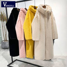 Vangull Winter Women High Quality Faux Rabbit Fur Coat Luxury Long Fur Coat Loose Hooded OverCoat Thick Warm Female Plush Coats 2024 - buy cheap